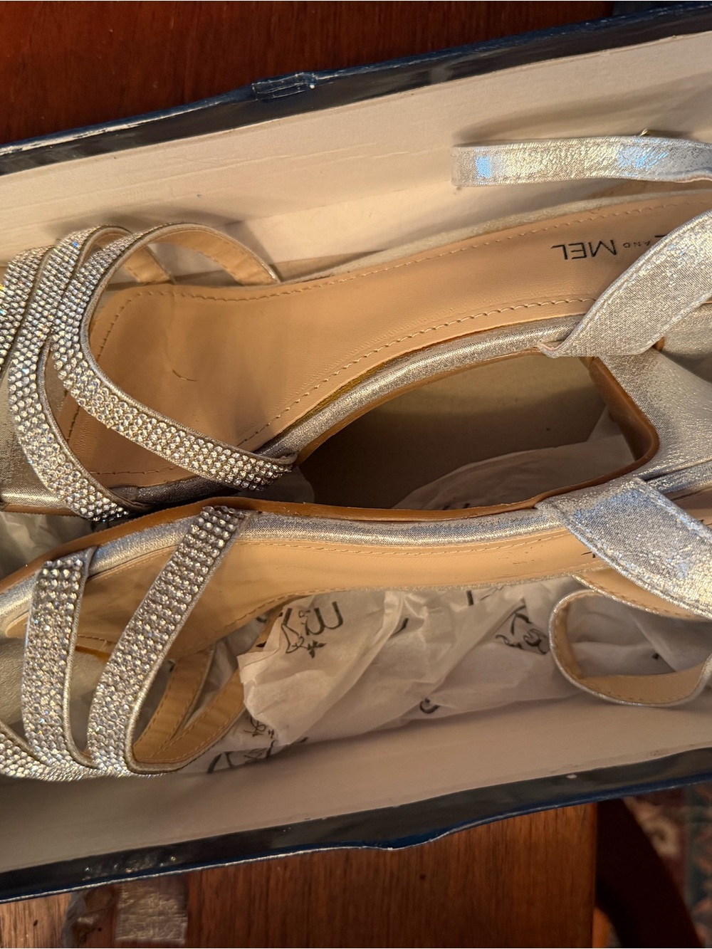 Silver Rhinestone Ankle-Strap Heels - Picture 2 of 9